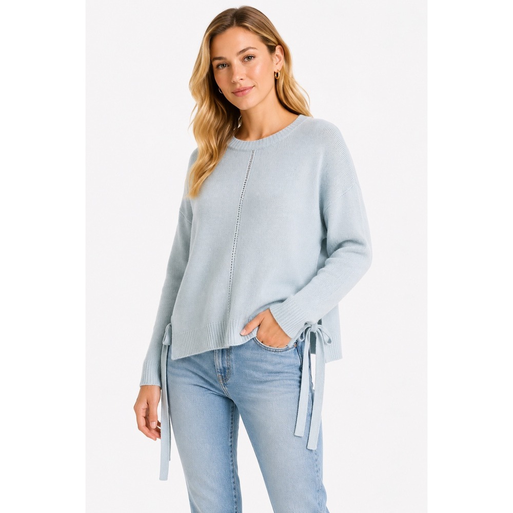 Autumn Cashmere Sweater XS Ice Blue 100% Cashmere Tie‎ Side Long Sleeve
